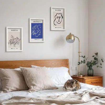Henri Matisse abstract modern triptych posters with a framed finish