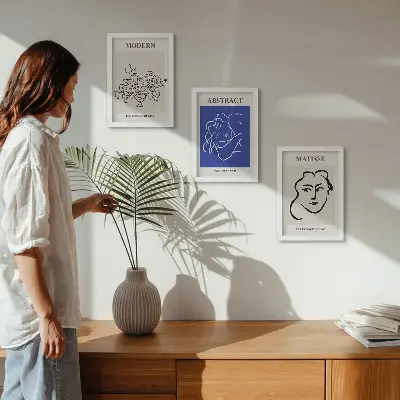 Henri Matisse abstract modern triptych posters with a framed finish