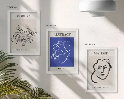 Framed triptych Posters in the modern and abstract style of Henri Matisse