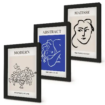 Henri Matisse abstract modern triptych posters with a framed finish