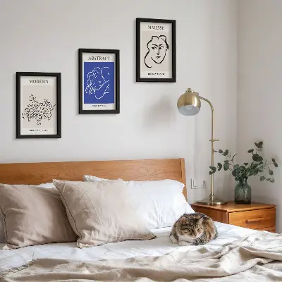 Henri Matisse abstract modern triptych posters with a framed finish