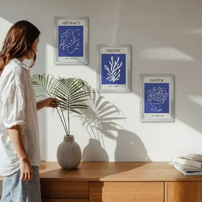 3-piece wall art set Stylish blue posters by Henri Matisse