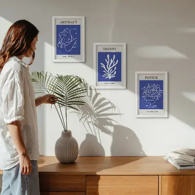 3-piece wall art set stylish blue Henri Matisse posters