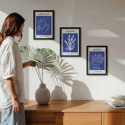 3-piece wall art set stylish blue Henri Matisse posters