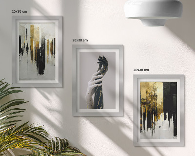 Photo frame wall Abstract painting patterns and two hands