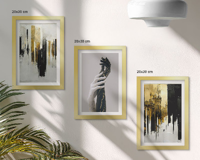 Photo frame wall Abstract painting patterns and two hands