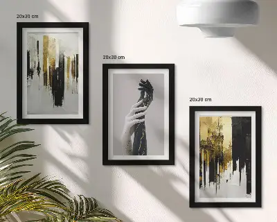 Photo frame wall gallery set with abstract painting patterns and two hands design