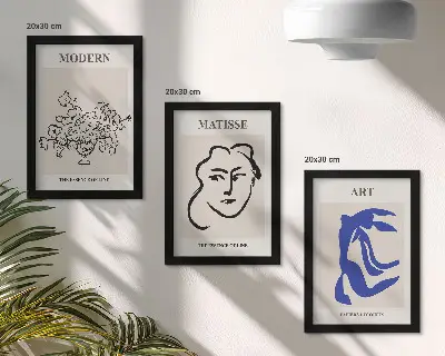 Framed triptych Abstract posters in the minimalist style of Henri Matisse