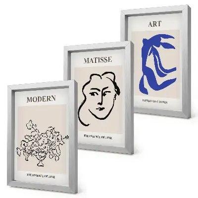 Henri Matisse style minimalist abstract poster triptych framed set of three