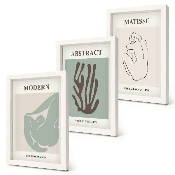 Photo frame wall with stylish abstract prints by Henri Matisse