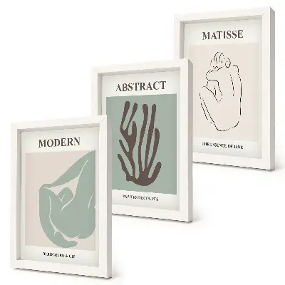 Photo frame wall with stylish abstract prints by Henri Matisse