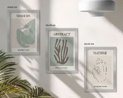 Photo frame wall with stylish abstract prints by Henri Matisse