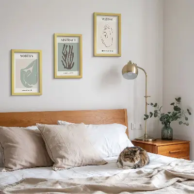 Photo frame wall with stylish abstract prints by Henri Matisse