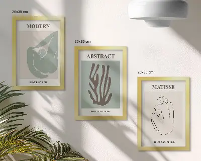 Photo frame wall with stylish abstract prints by Henri Matisse