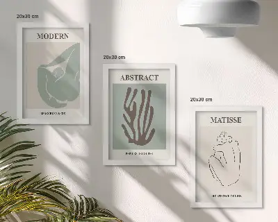 Photo frame wall with stylish abstract prints by Henri Matisse