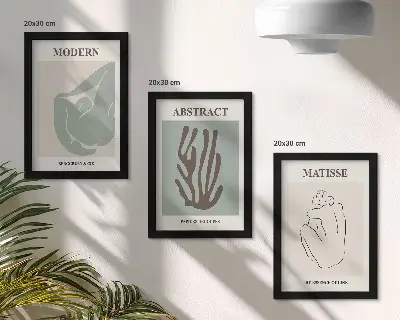 Photo frame wall with stylish abstract prints by Henri Matisse