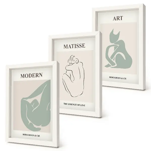 Framed triptych Abstract figures in pastel shades by Henri Matisse