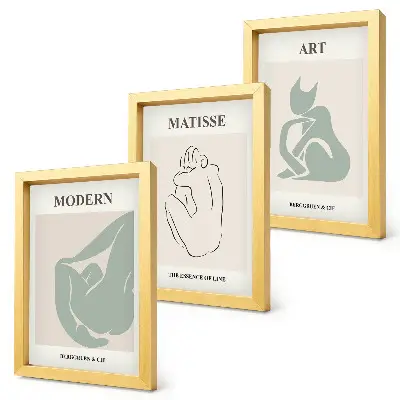 Abstract figures in pastel shades by Henri Matisse framed triptych
