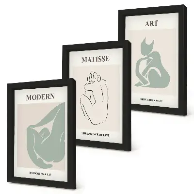 Framed triptych Abstract figures in pastel shades by Henri Matisse