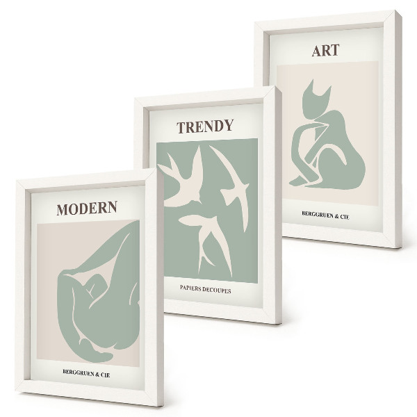 3-piece wall art set Henri Matisse abstract figures in subdued colors