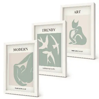 3-piece wall art set featuring Henri Matisse abstract figures in subdued colors