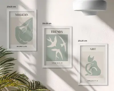 3-piece wall art set featuring Henri Matisse abstract figures in subdued colors