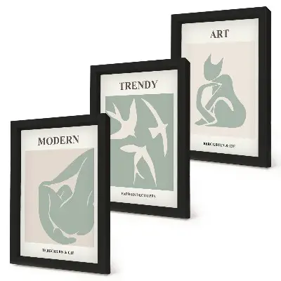 3-piece wall art set featuring Henri Matisse abstract figures in subdued colors