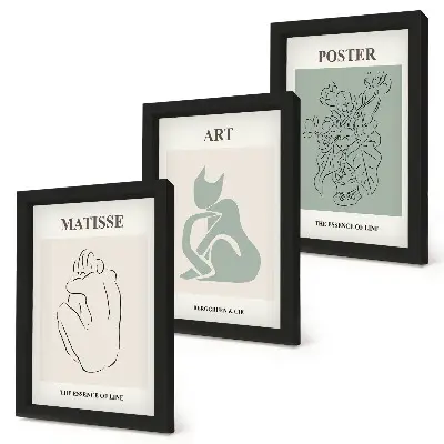 Photo frame wall with Henri Matisse posters in shades of beige and green