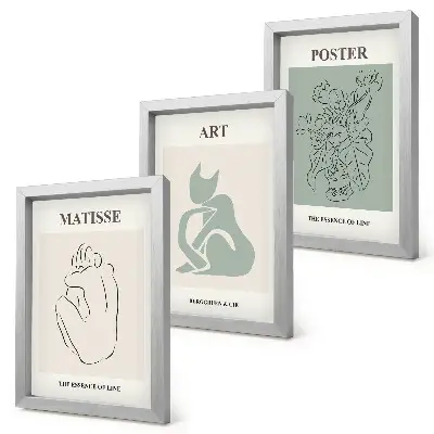 Photo frame wall with Henri Matisse posters in shades of beige and green
