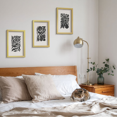 3-piece wall art set Abstract plant patterns in shades of black