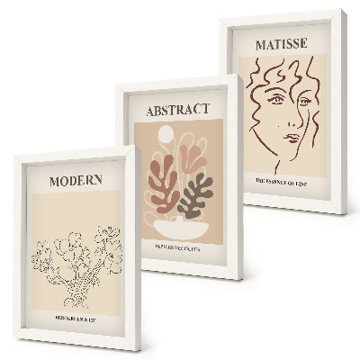 Framed triptych Plant motifs and lines in a modern style