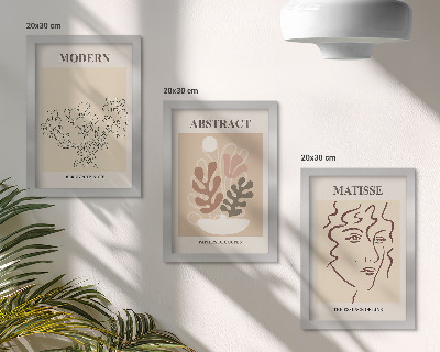 Framed triptych Plant motifs and lines in a modern style