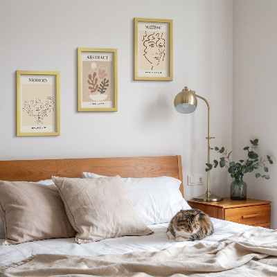 Framed triptych Plant motifs and lines in a modern style