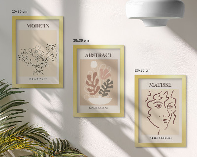 Framed triptych Plant motifs and lines in a modern style