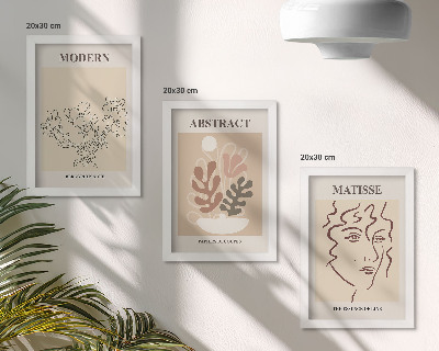 Framed triptych Plant motifs and lines in a modern style