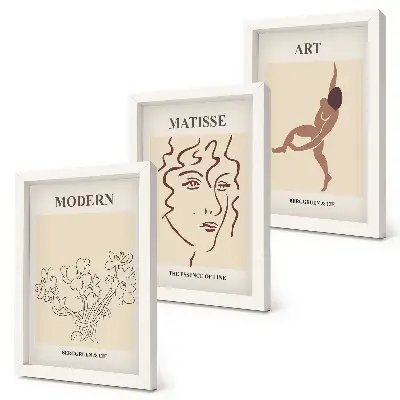Framed triptych wall art stylish gallery set featuring flowers faces and human figures