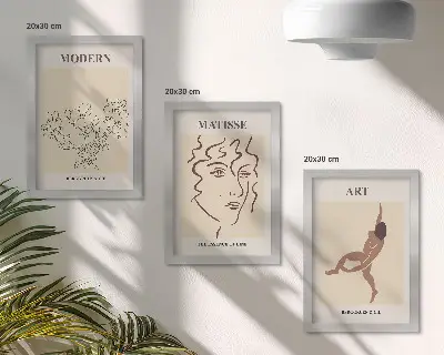 Framed triptych wall art stylish gallery set featuring flowers faces and human figures
