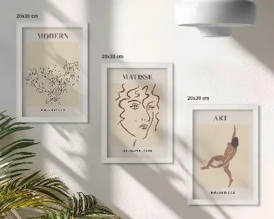 Framed triptych wall art stylish gallery set featuring flowers faces and human figures
