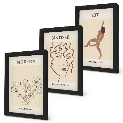 Framed triptych wall art stylish gallery set featuring flowers faces and human figures