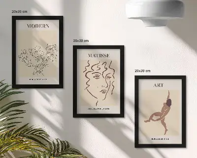 Framed triptych wall art stylish gallery set featuring flowers faces and human figures