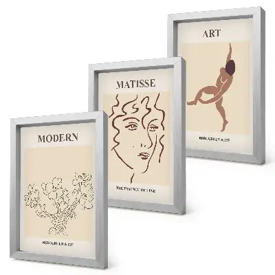 Framed triptych wall art stylish gallery set featuring flowers faces and human figures