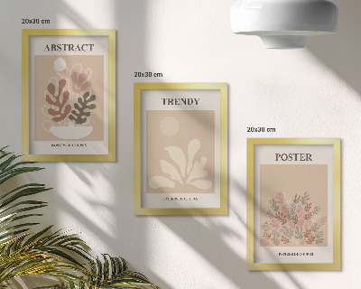3-piece wall art set Plant motifs in shades of beige and brown posters