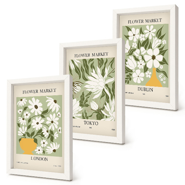 Photo frame wall Floral poster designs London Tokyo Dublin