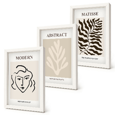 3-piece wall art set Face and leaves illustrations of Henri Matisse's graphics