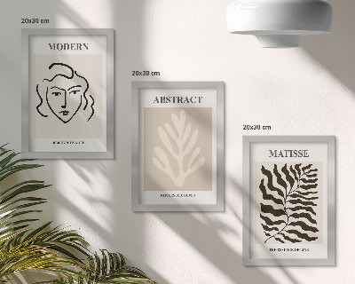 3-piece wall art set Face and leaves illustrations of Henri Matisse's graphics