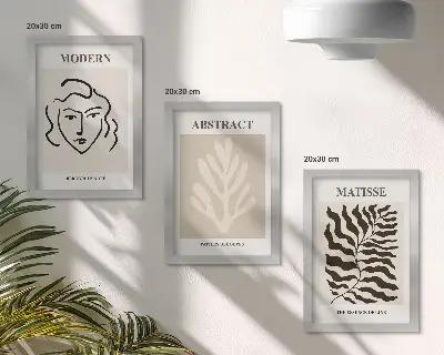3-piece Henri Matisse wall art set face and leaves illustrations