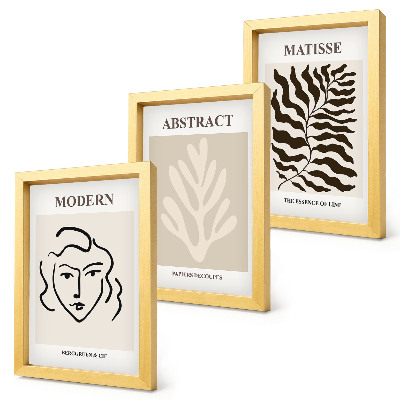 3-piece wall art set Face and leaves illustrations of Henri Matisse's graphics