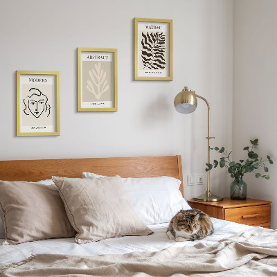 3-piece wall art set Face and leaves illustrations of Henri Matisse's graphics