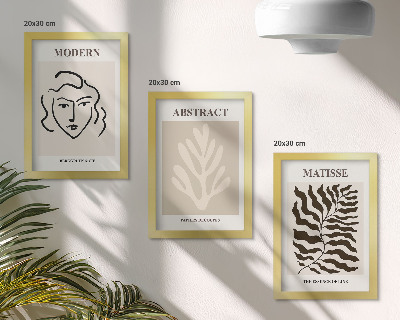 3-piece wall art set Face and leaves illustrations of Henri Matisse's graphics