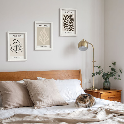 3-piece wall art set Face and leaves illustrations of Henri Matisse's graphics